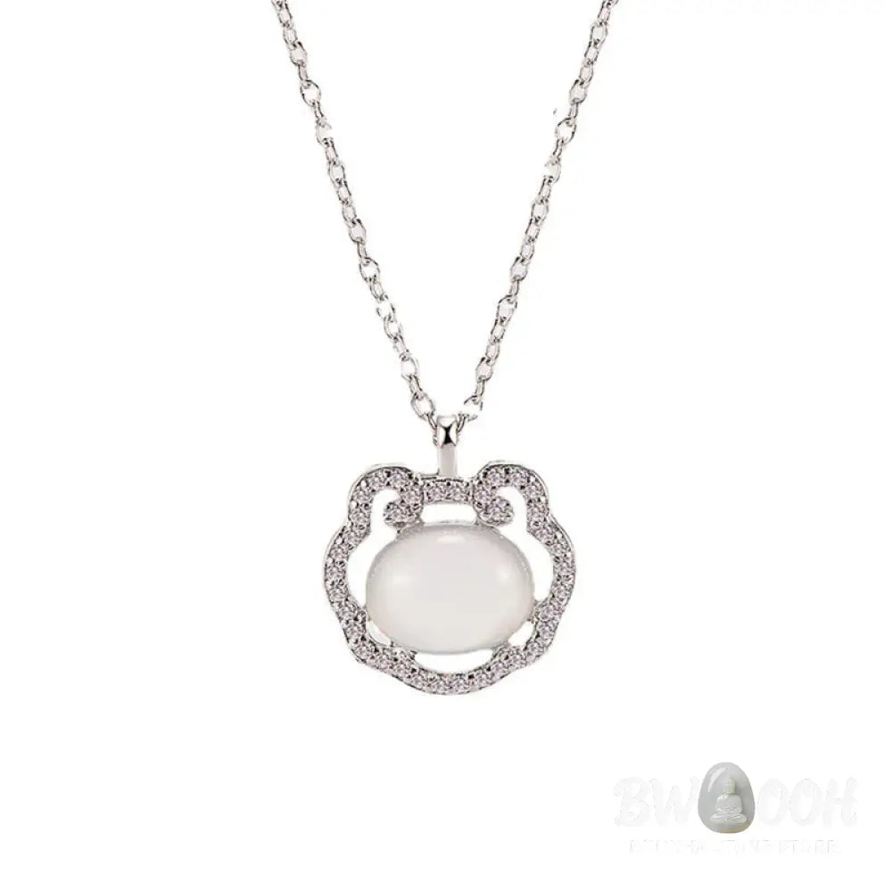 Buddha Stones Chalcedony Lock of Good Wishes Positive Necklace Pendant - BWOOOH - Necklaces &amp; Pendants