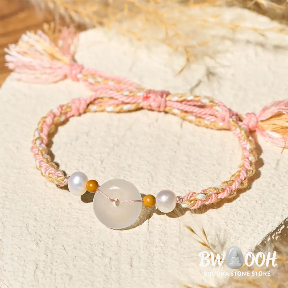 Buddha Stones Chalcedony Peace Buckle Positive Bracelet - Chalcedony Peace Buckle(Wrist Circumference: 17-18cm)