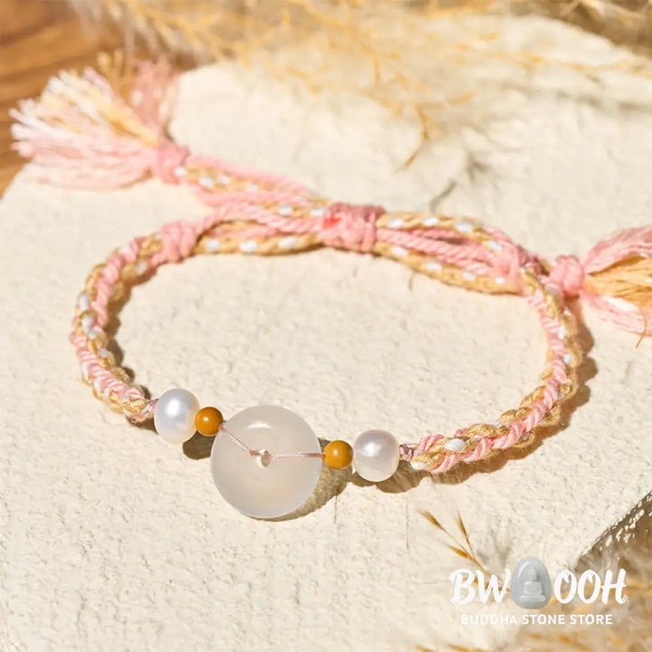 Buddha Stones Chalcedony Peace Buckle Positive Bracelet - Chalcedony Peace Buckle(Wrist Circumference: 17-18cm)