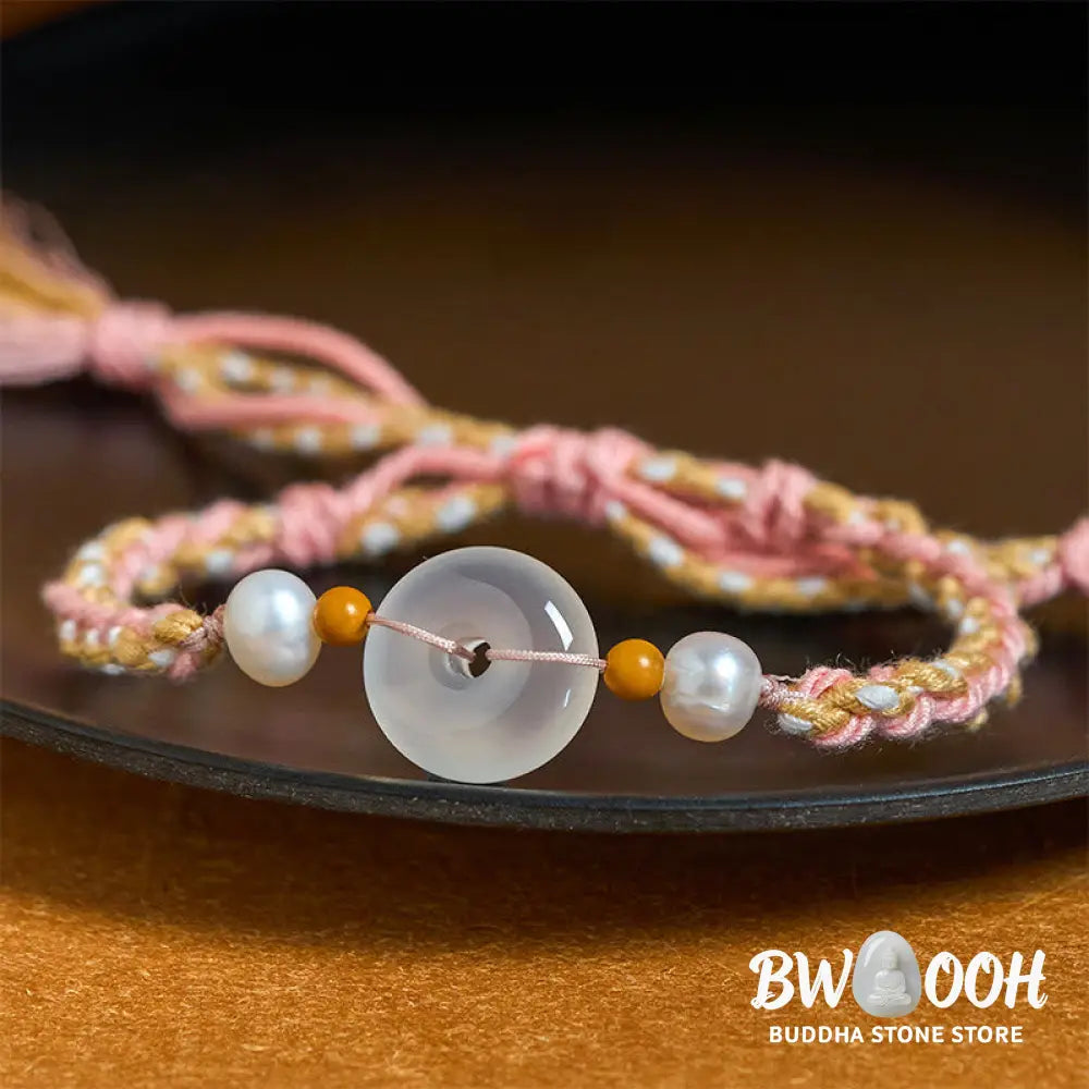 Buddha Stones Chalcedony Peace Buckle Positive Bracelet - Chalcedony Peace Buckle(Wrist Circumference: 17-18cm)