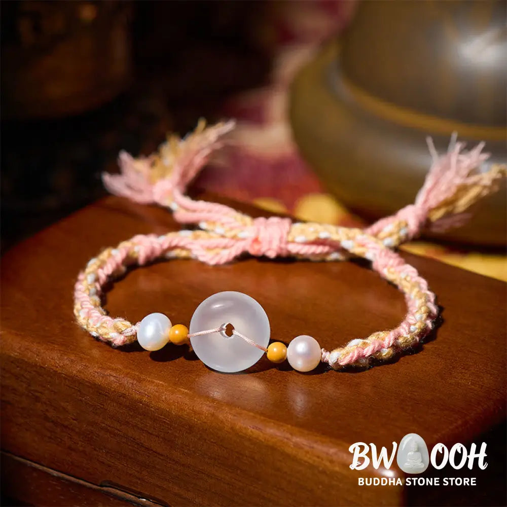Buddha Stones Chalcedony Peace Buckle Positive Bracelet - Chalcedony Peace Buckle(Wrist Circumference: 17-18cm)