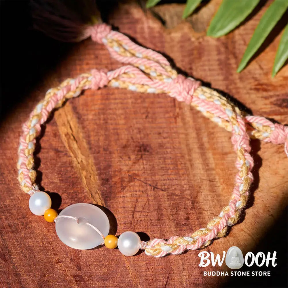 Buddha Stones Chalcedony Peace Buckle Positive Bracelet - Chalcedony Peace Buckle(Wrist Circumference: 17-18cm)
