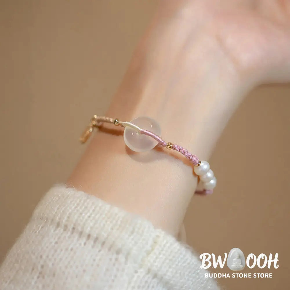 Buddha Stones Chalcedony Round Peace Buckle Positive String Bracelet - BWOOOH - Bracelet