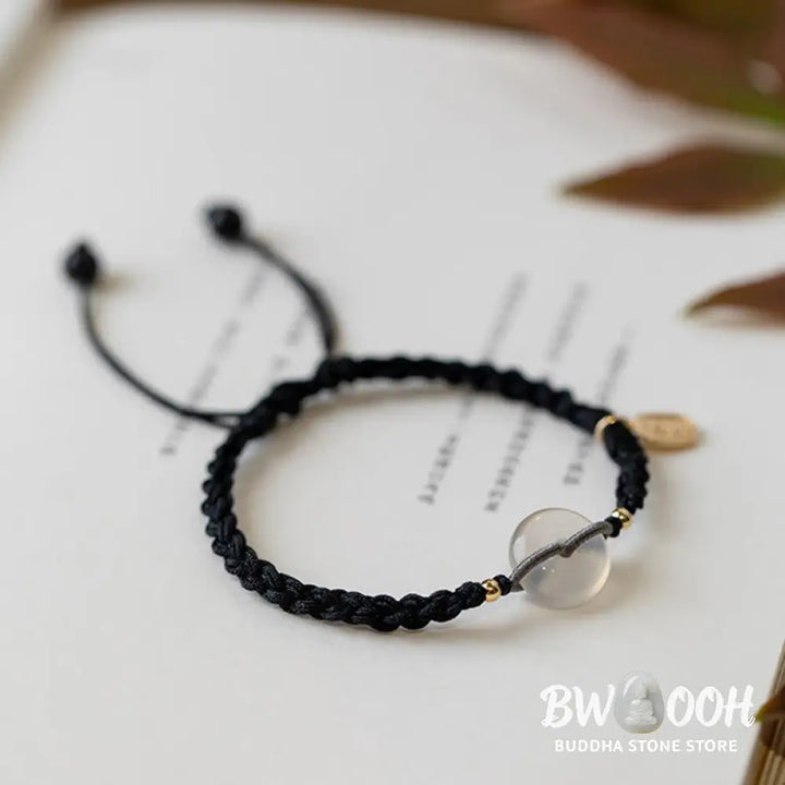 Buddha Stones Chalcedony Round Peace Buckle Positive String Bracelet - BWOOOH - Bracelet