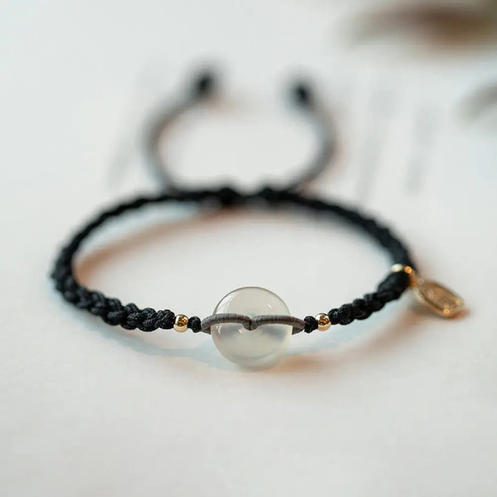 BWOOOH Chalcedony Round Peace Buckle Positive String Bracelet - BWOOOH - Black - Bracelet