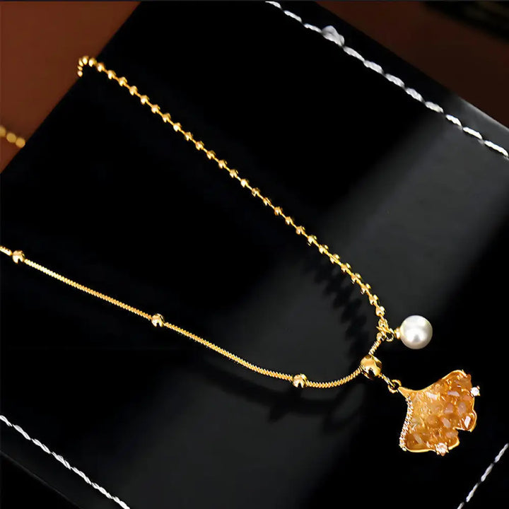 Buddha Stones Champagne Citrine Copper Pearl Properity Protection Necklace Pendant - BWOOOH - Citrine(Properity ♥