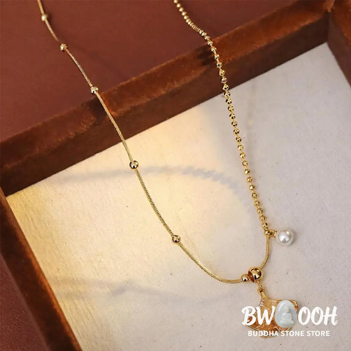 Buddha Stones Champagne Citrine Copper Pearl Properity Protection Necklace Pendant - BWOOOH - Citrine(Properity ♥