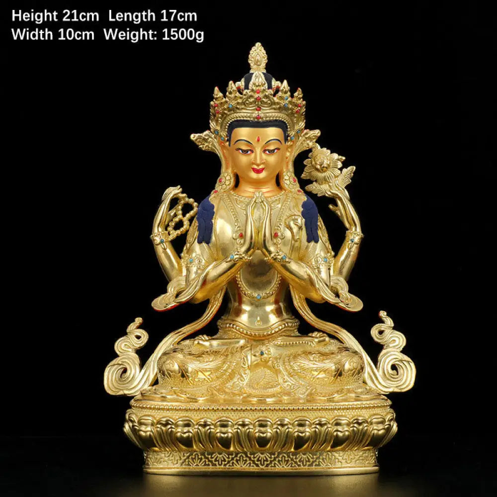 BWOOOH copper Kwan Yin statue - Chenrezig Four-armed Avalokitesvara