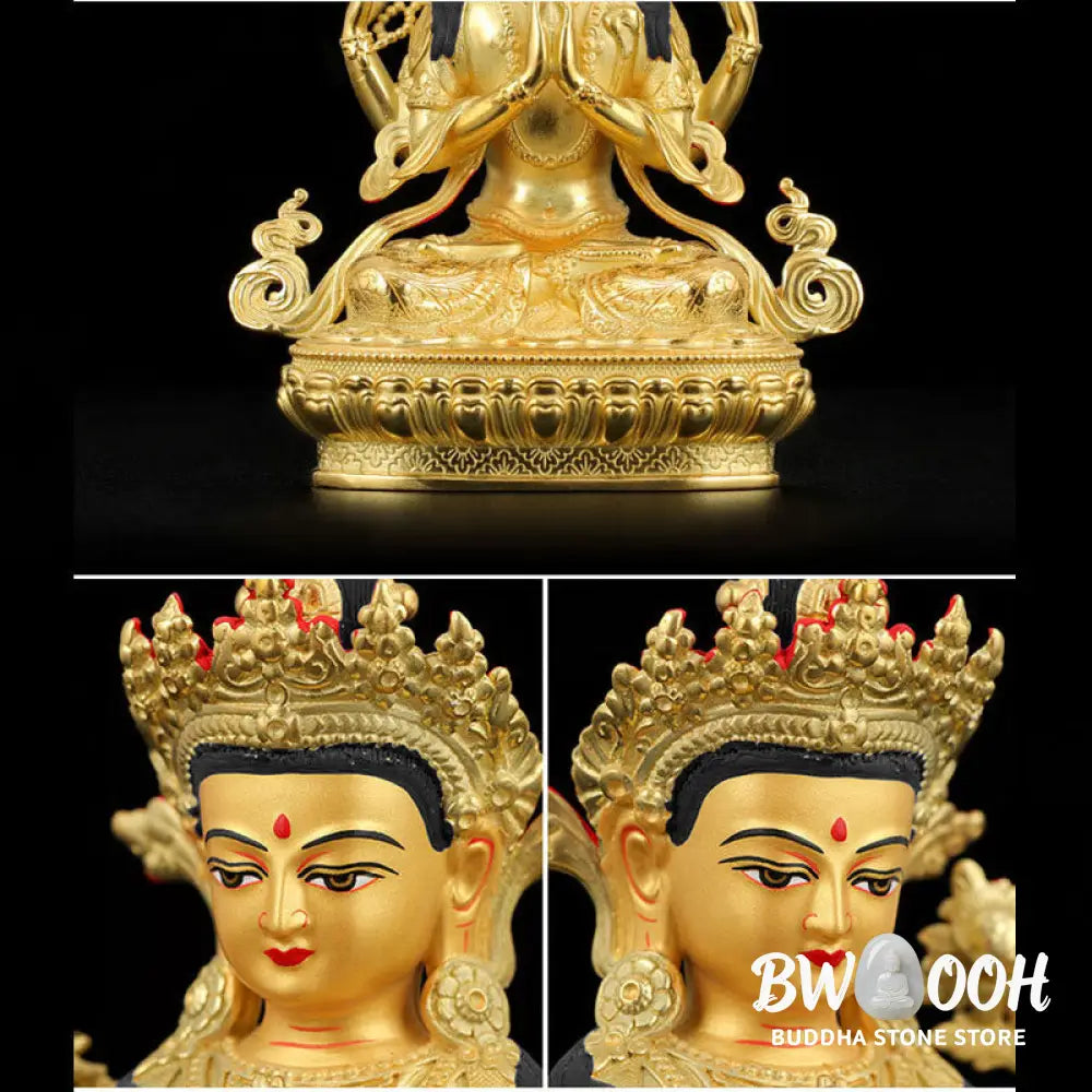 BWOOOH copper Kwan Yin statue - Chenrezig Four-armed Avalokitesvara