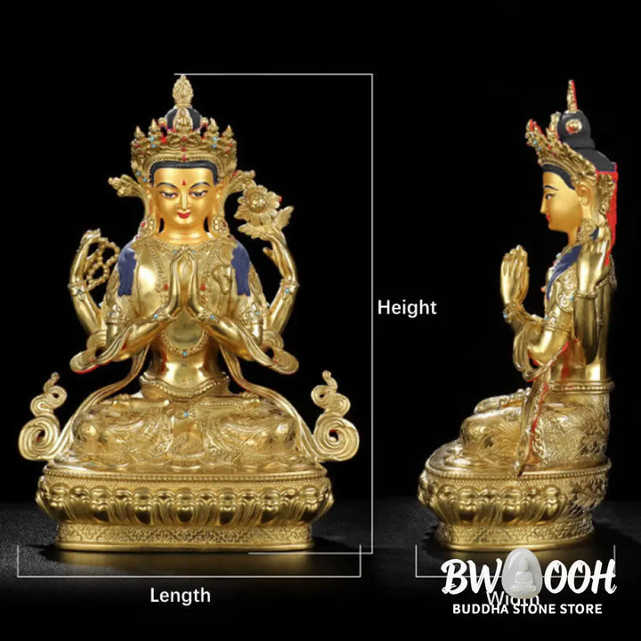 BWOOOH copper Kwan Yin statue - Chenrezig Four-armed Avalokitesvara