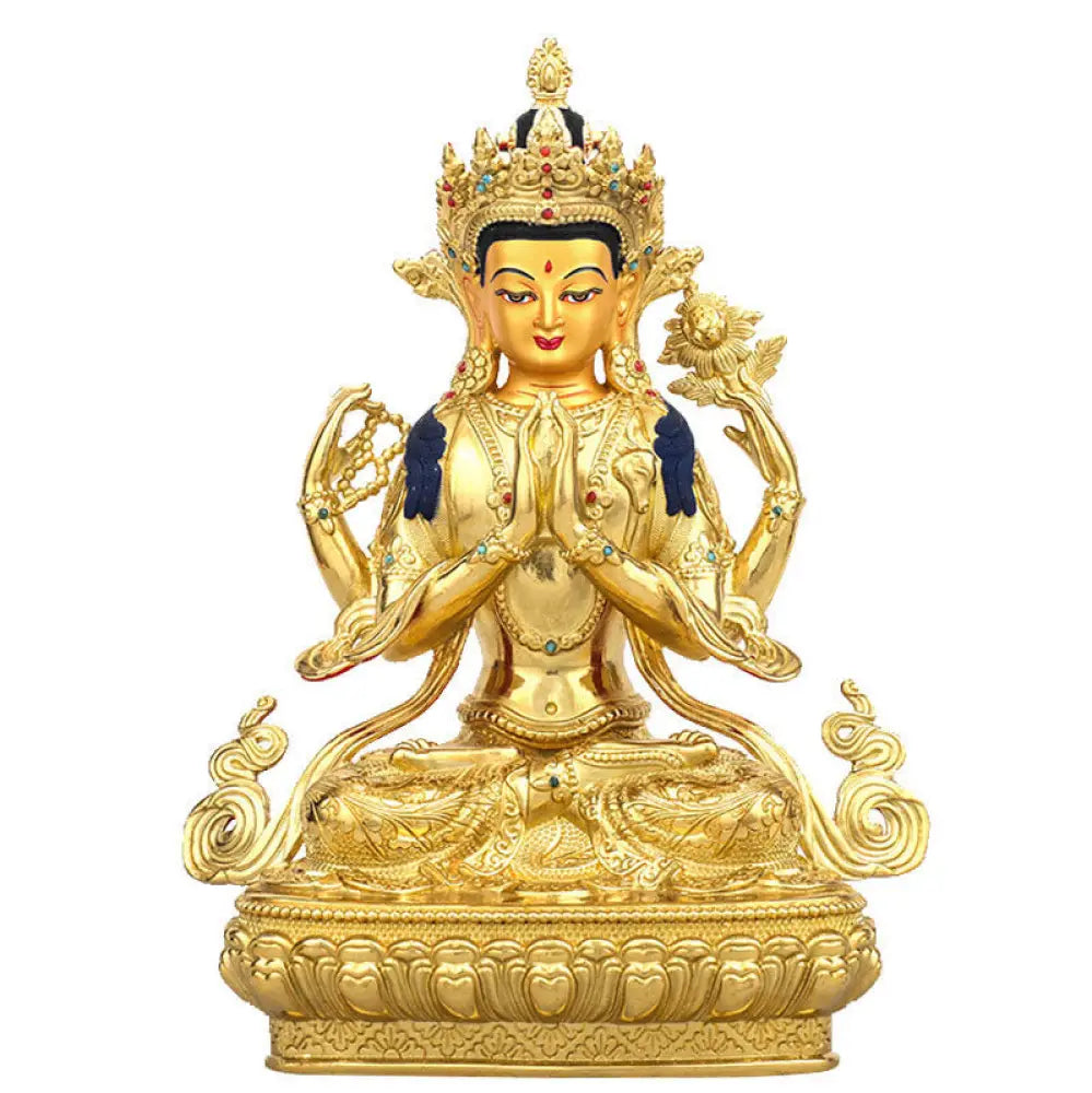 BWOOOH copper Kwan Yin statue - Chenrezig Four-armed Avalokitesvara