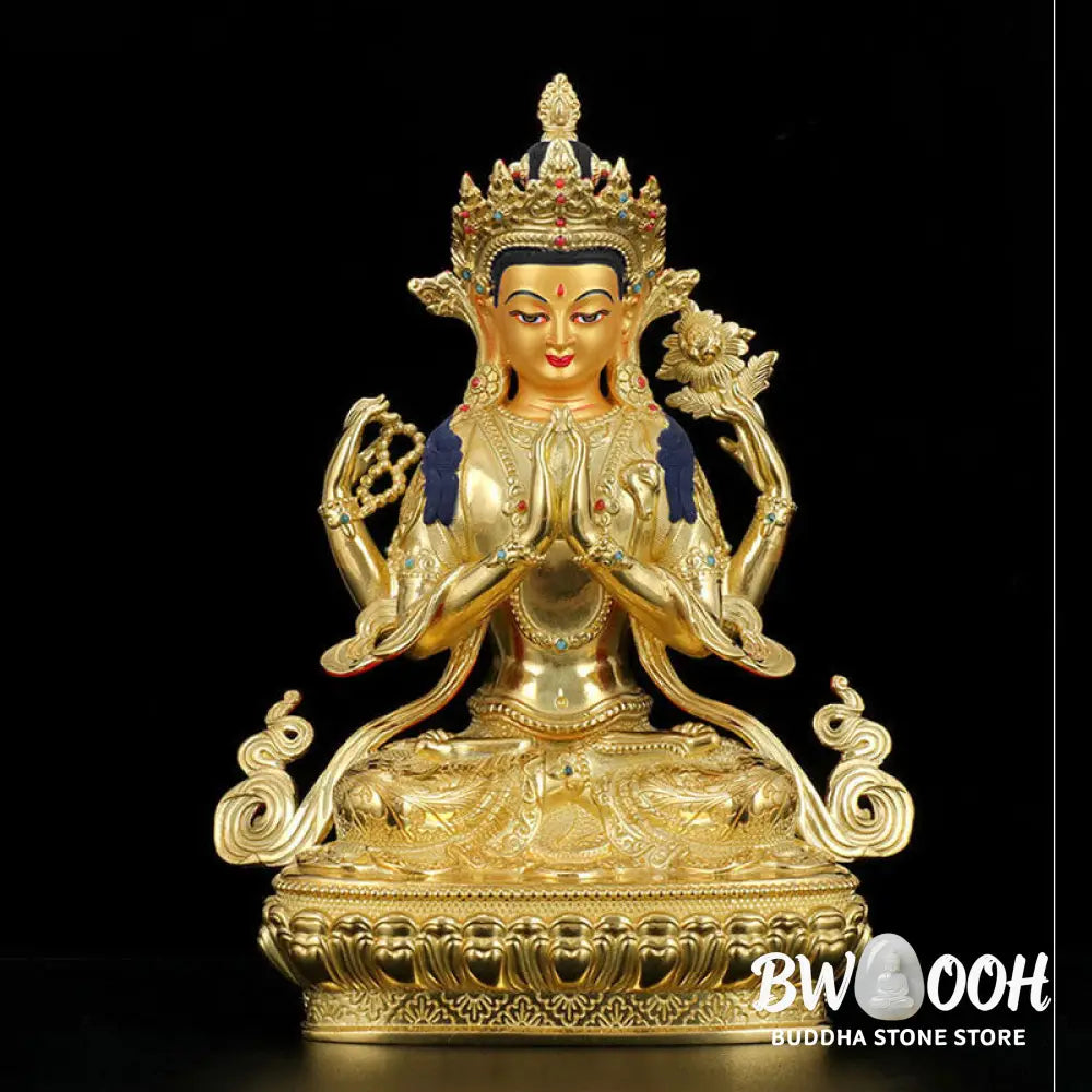 BWOOOH copper Kwan Yin statue - Chenrezig Four-armed Avalokitesvara