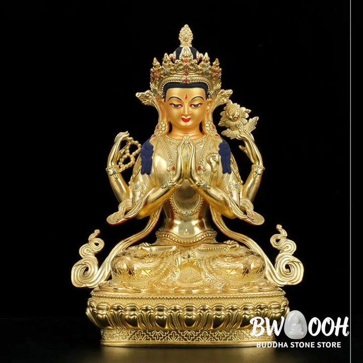 BWOOOH copper Kwan Yin statue - Chenrezig Four-armed Avalokitesvara