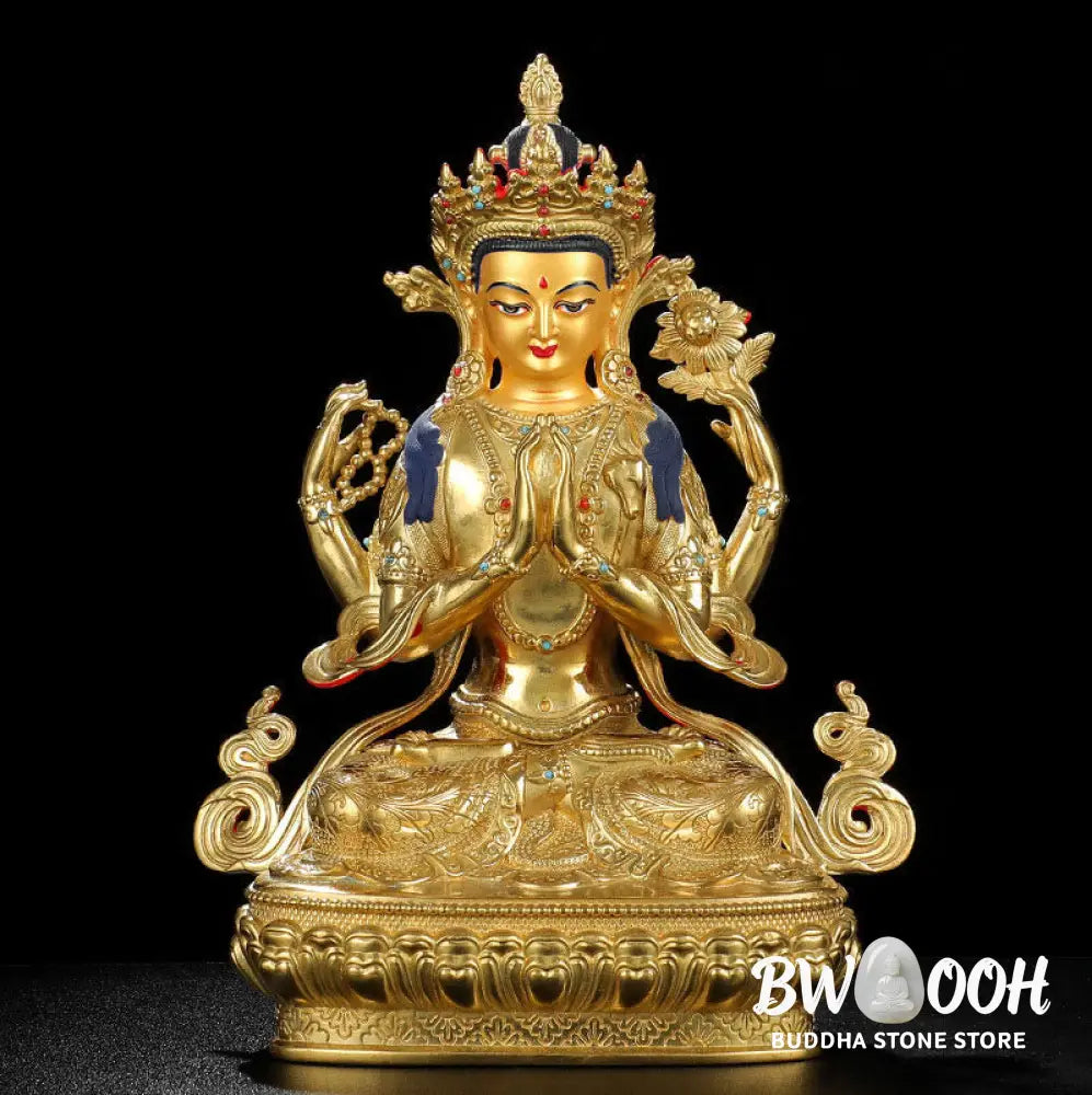 BWOOOH copper Kwan Yin statue - Chenrezig Four-armed Avalokitesvara