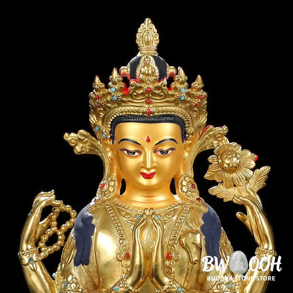 BWOOOH copper Kwan Yin statue - Chenrezig Four-armed Avalokitesvara