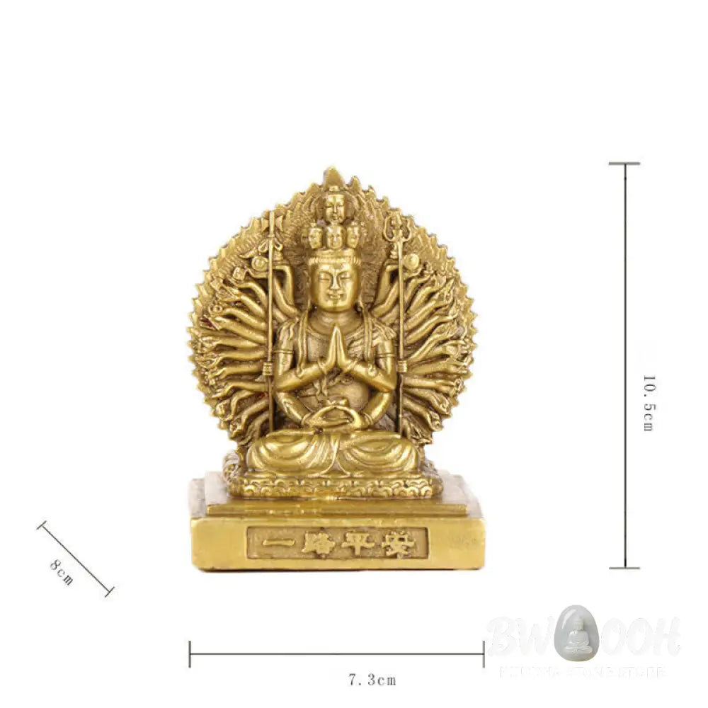 BWOOOH Chenrezig Thousand-handed Avalokitesvara Figurine Double-sided Kuan Yin Bodhisattva Protection Solid