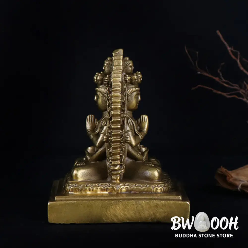 BWOOOH Chenrezig Thousand-handed Avalokitesvara Figurine Double-sided Kuan Yin Bodhisattva Protection Solid