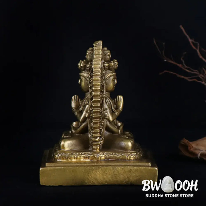 BWOOOH Chenrezig Thousand-handed Avalokitesvara Figurine Double-sided Kuan Yin Bodhisattva Protection Solid