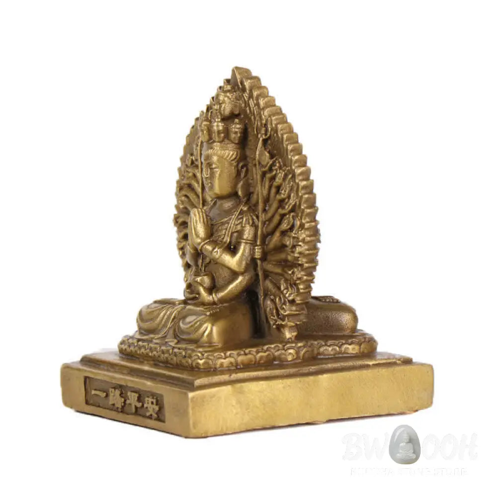 BWOOOH Chenrezig Thousand-handed Avalokitesvara Figurine Double-sided Kuan Yin Bodhisattva Protection Solid