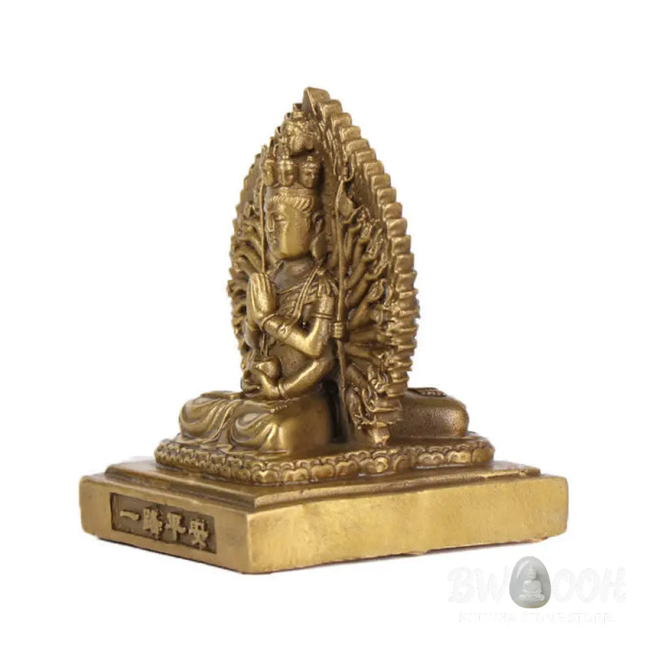BWOOOH Chenrezig Thousand-handed Avalokitesvara Figurine Double-sided Kuan Yin Bodhisattva Protection Solid