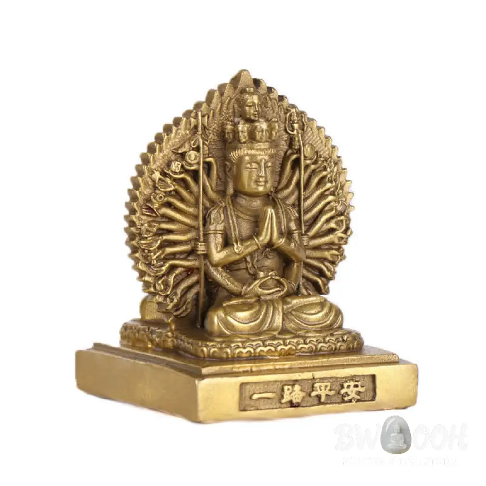 BWOOOH Chenrezig Thousand-handed Avalokitesvara Figurine Double-sided Kuan Yin Bodhisattva Protection Solid