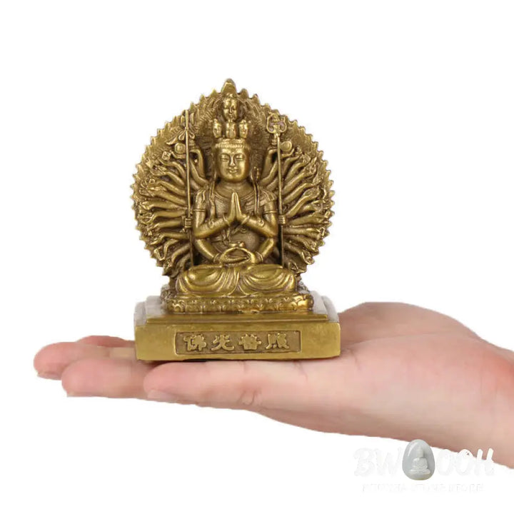 BWOOOH Chenrezig Thousand-handed Avalokitesvara Figurine Double-sided Kuan Yin Bodhisattva Protection Solid