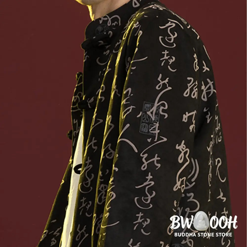 Buddha Stones Chinese Calligraphy Clothing Jacket Coat Tang Suit Men Clothing - Clothes