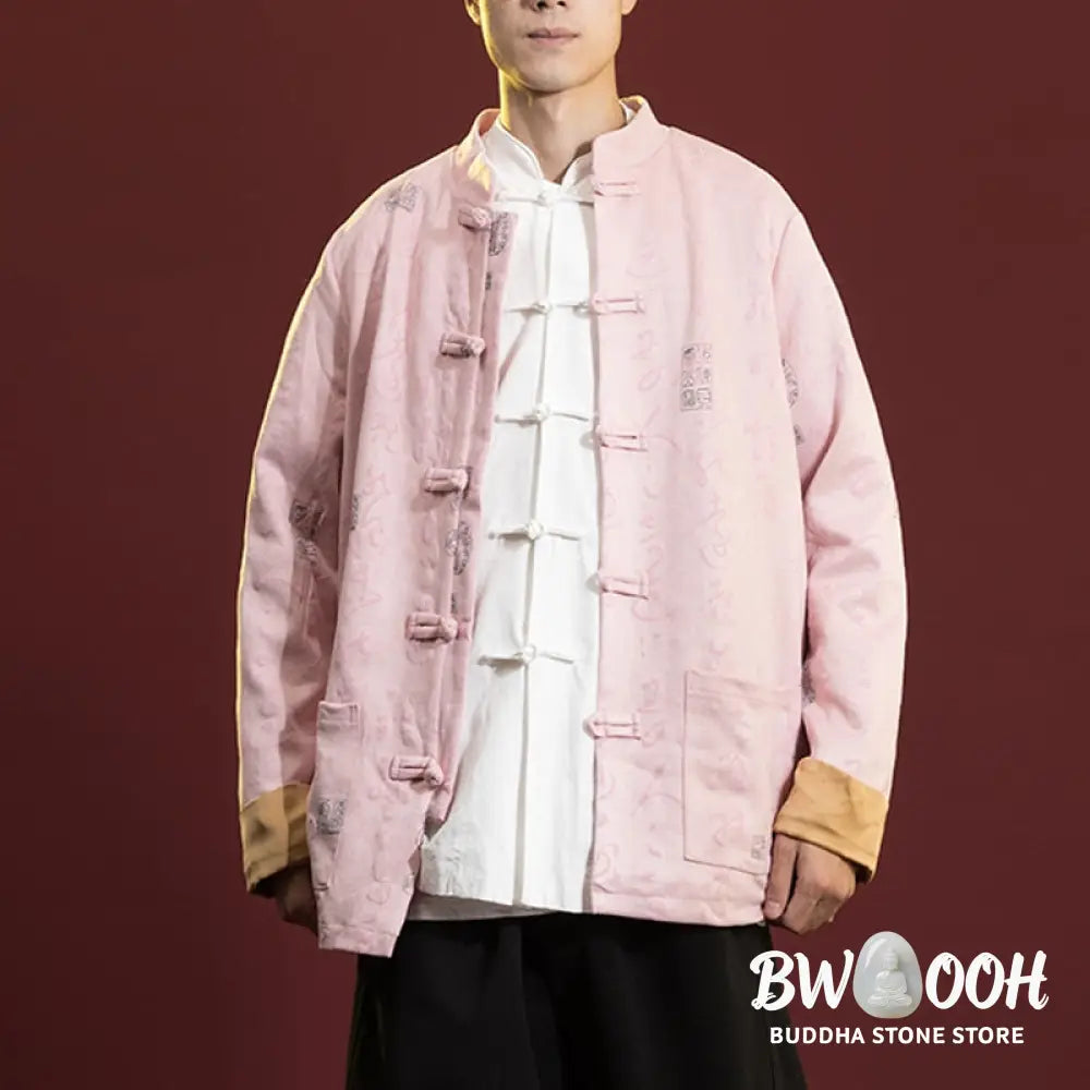 Buddha Stones Chinese Calligraphy Clothing Jacket Coat Tang Suit Men Clothing - Clothes