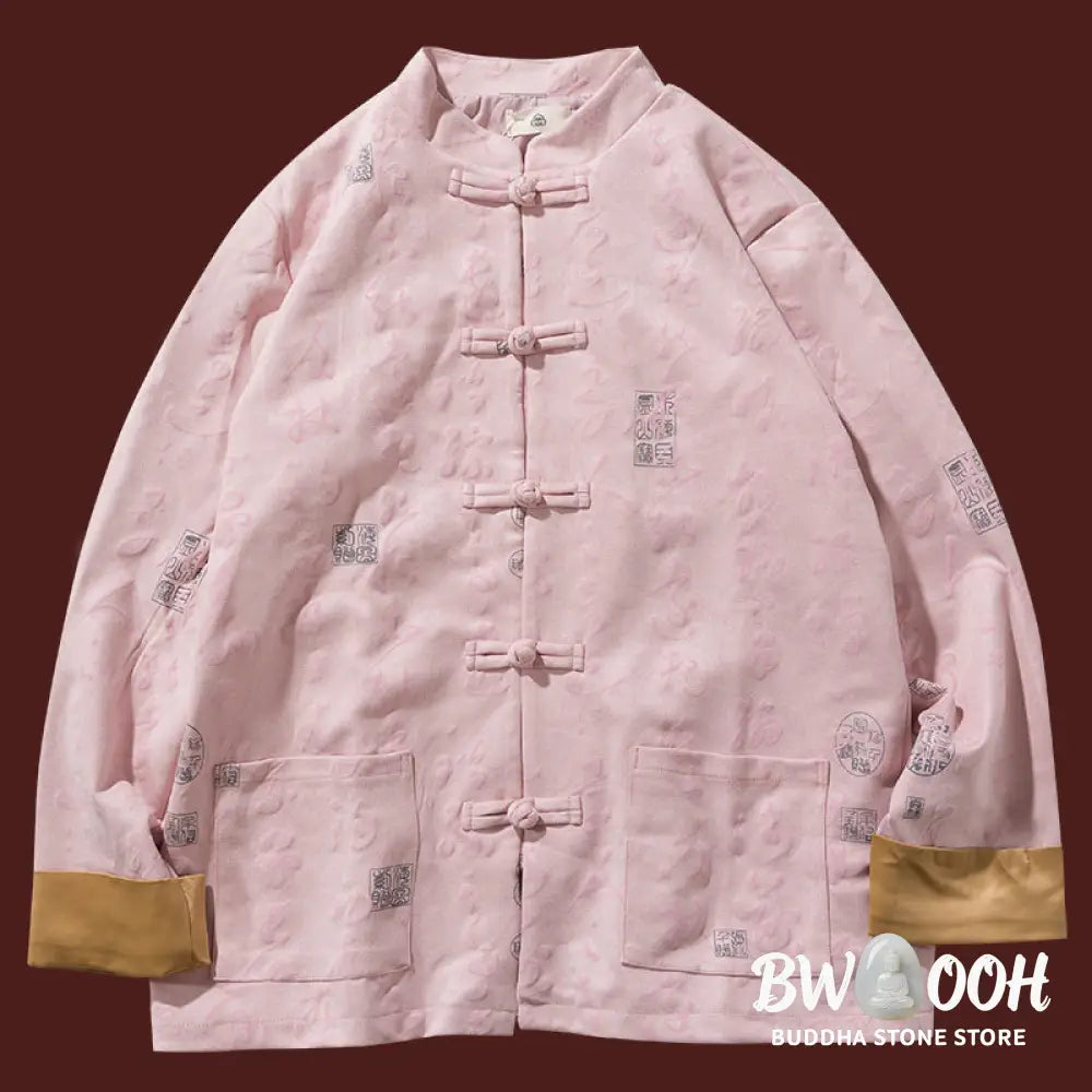 Buddha Stones Chinese Calligraphy Clothing Jacket Coat Tang Suit Men Clothing - Clothes