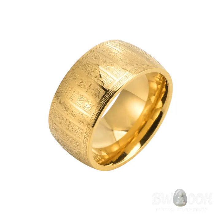 Buddha Stones Chinese Characters Engraved Pattern Titanium Steel Balance Ring - Ring