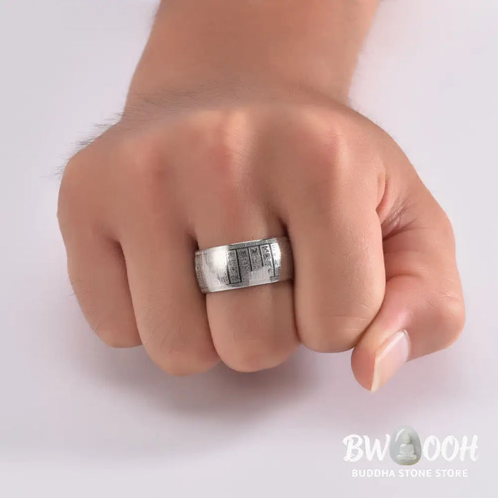 Buddha Stones Chinese Characters Engraved Pattern Titanium Steel Balance Ring - Ring