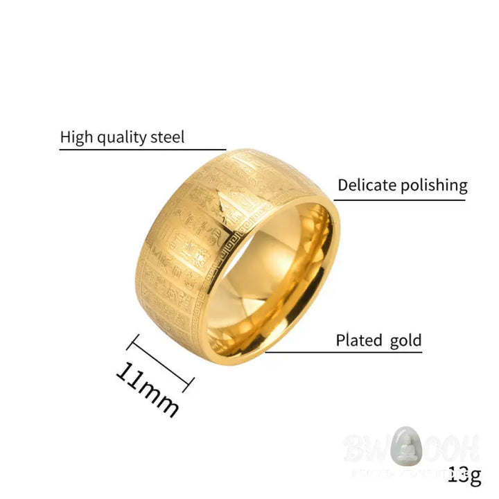 Buddha Stones Chinese Characters Engraved Pattern Titanium Steel Balance Ring - Ring