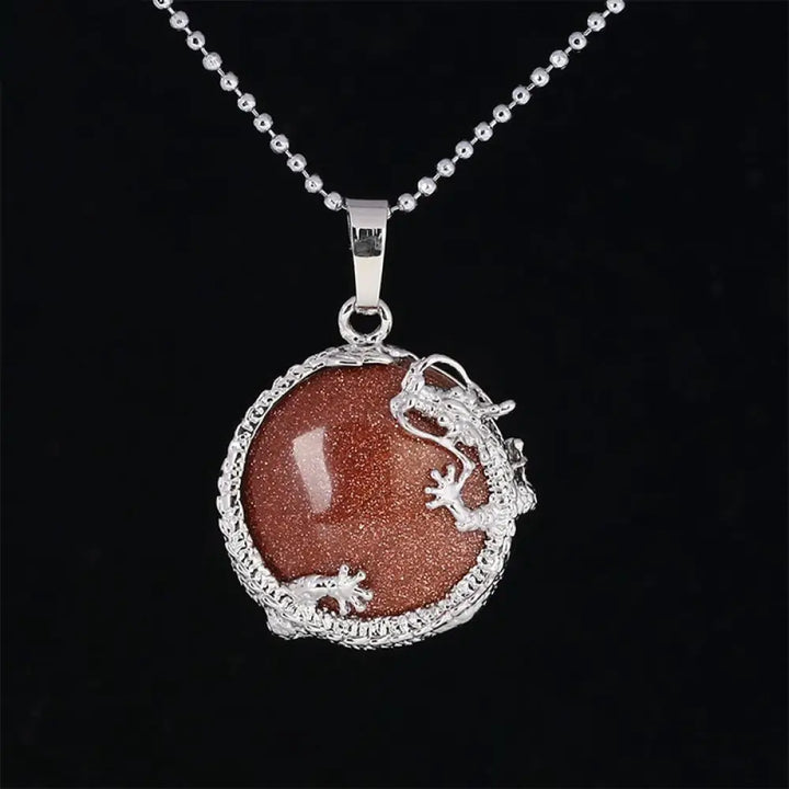BWOOOH Chinese Dragon Natural Quartz Crystal Healing Necklace Pendant. Carved dragon on polished quartz, available as Amethyst, Rose Quartz, or White Crystal. Symbolizes spiritual strength, balance, and positive energy. - View 5