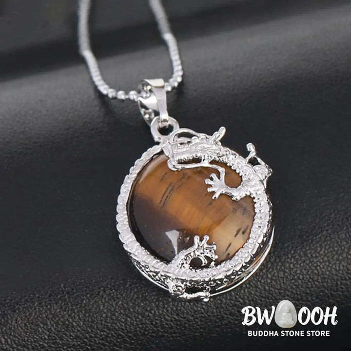 BWOOOH Chinese Dragon Natural Quartz Crystal Healing Necklace Pendant. Carved dragon on polished quartz, available as Amethyst, Rose Quartz, or White Crystal. Symbolizes spiritual strength, balance, and positive energy. - View 21