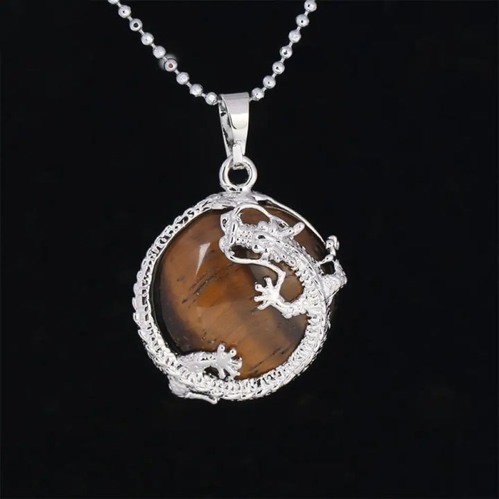 BWOOOH Chinese Dragon Natural Quartz Crystal Healing Necklace Pendant. Carved dragon on polished quartz, available as Amethyst, Rose Quartz, or White Crystal. Symbolizes spiritual strength, balance, and positive energy. - View 20