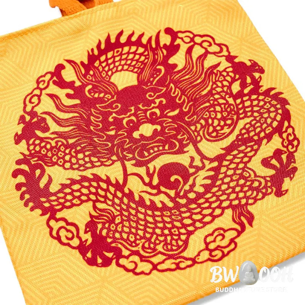 Buddha Stones Chinese Dragon Persimmon Canvas Handbag - Handbags