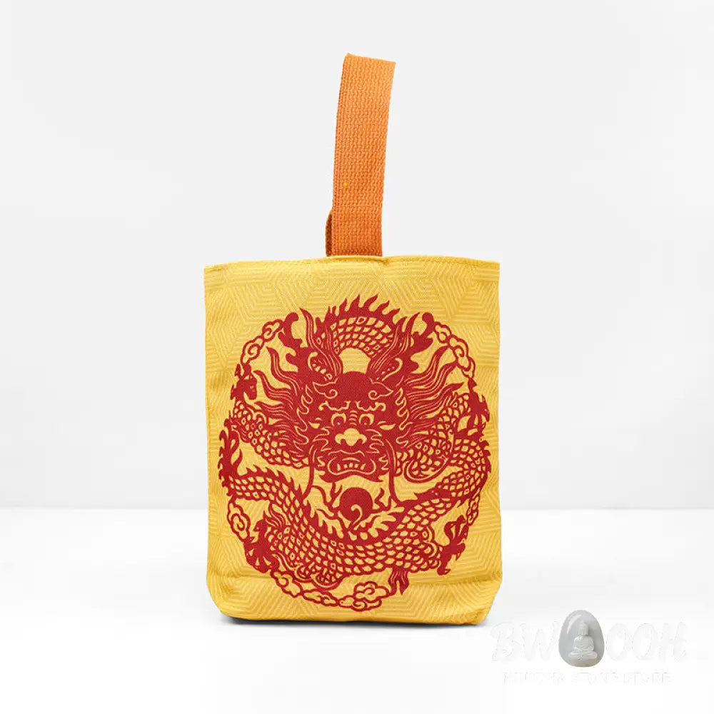 Buddha Stones Chinese Dragon Persimmon Canvas Handbag - Handbags