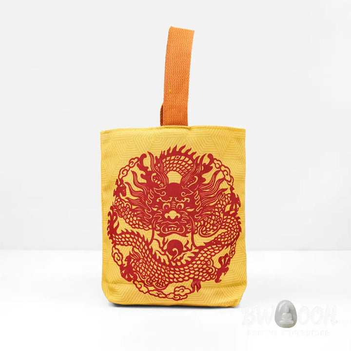 Buddha Stones Chinese Dragon Persimmon Canvas Handbag - Handbags