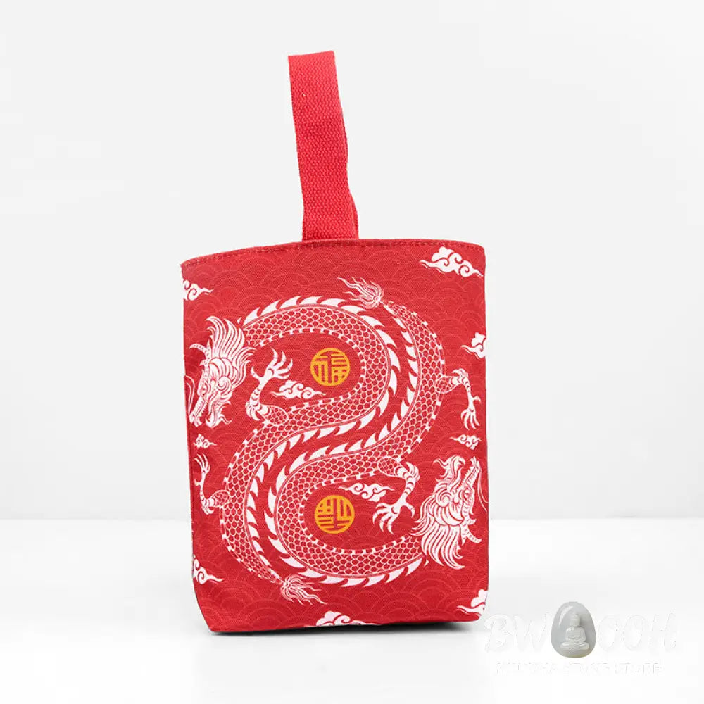 Buddha Stones Chinese Dragon Persimmon Canvas Handbag - Handbags