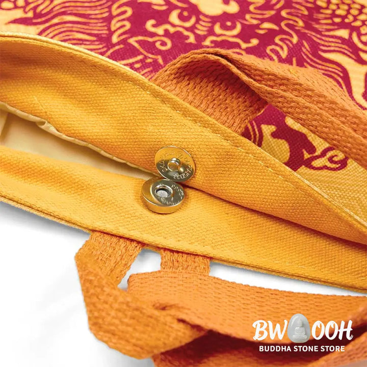 Buddha Stones Chinese Dragon Persimmon Canvas Handbag - Handbags