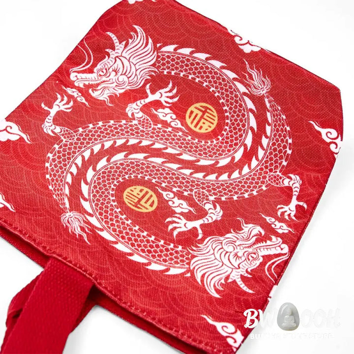 Buddha Stones Chinese Dragon Persimmon Canvas Handbag - Handbags