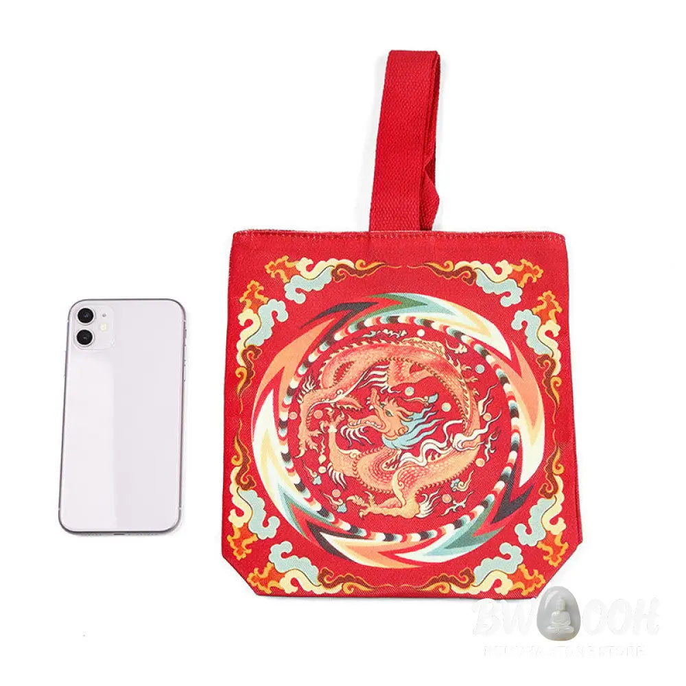 Buddha Stones Chinese Dragon Persimmon Canvas Handbag - Handbags