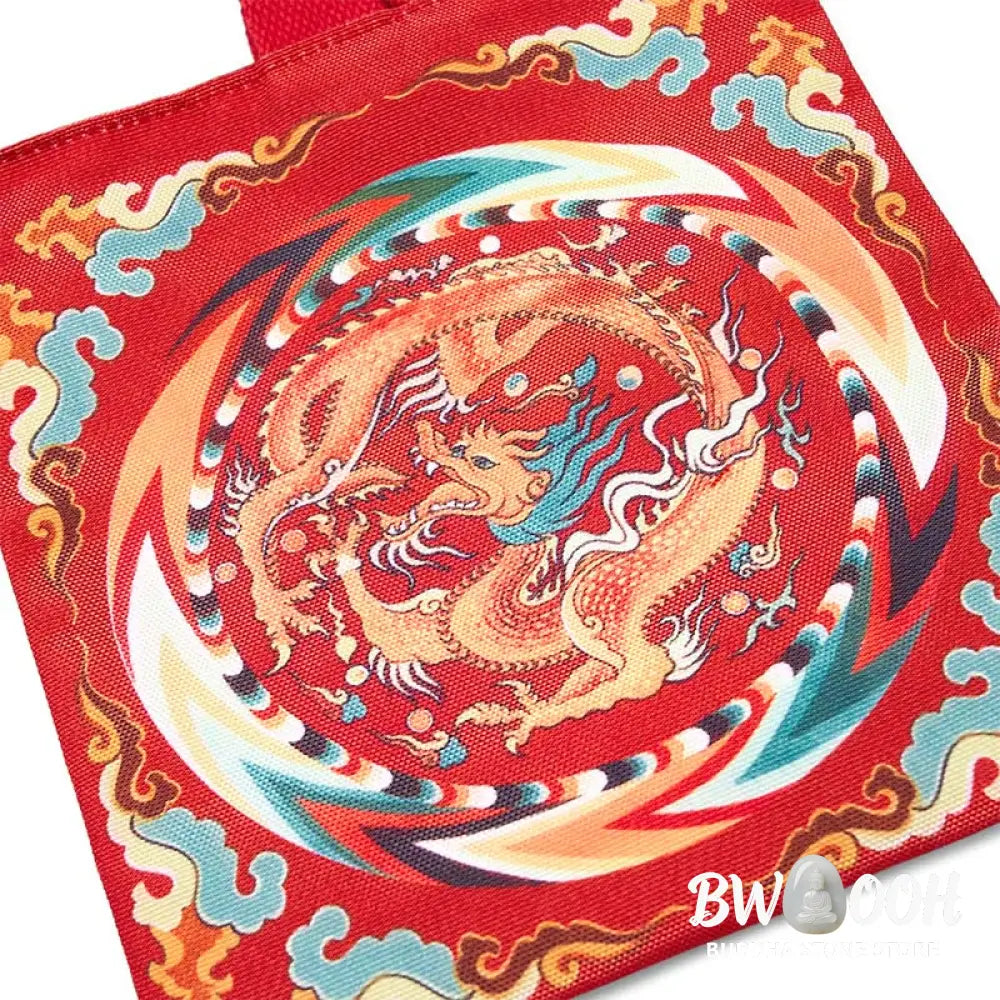 Buddha Stones Chinese Dragon Persimmon Canvas Handbag - Handbags