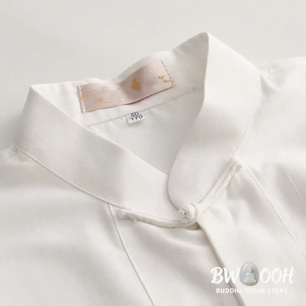 Buddha Stones Chinese Frog-Button Tang Suit Men’s Short Sleeve Cotton Shirt With Pockets - Men’s Shirts