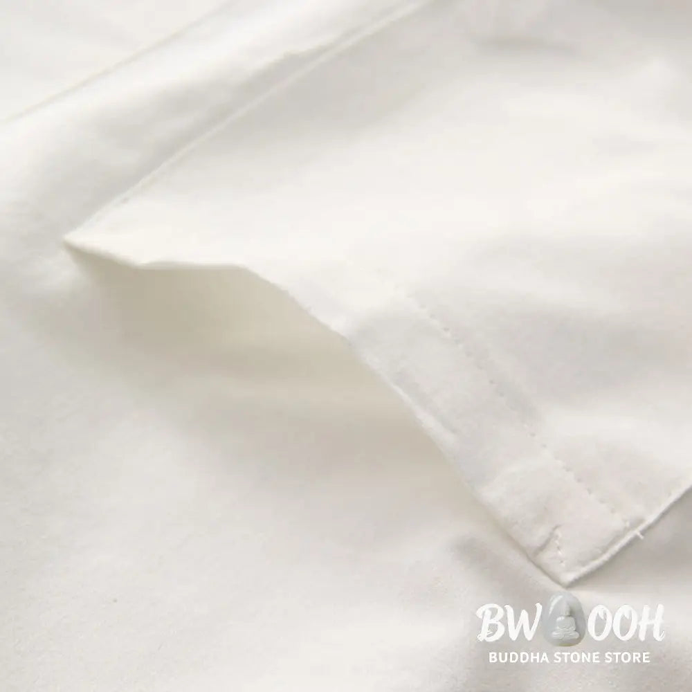 Buddha Stones Chinese Frog-Button Tang Suit Men’s Short Sleeve Cotton Shirt With Pockets - Men’s Shirts