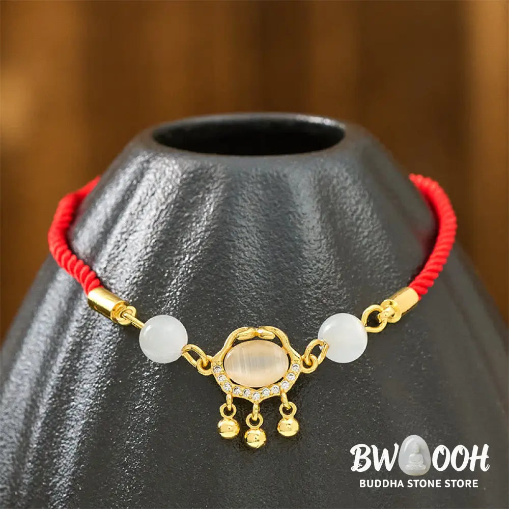 Buddha Stones Chinese Lock Charm Cat&