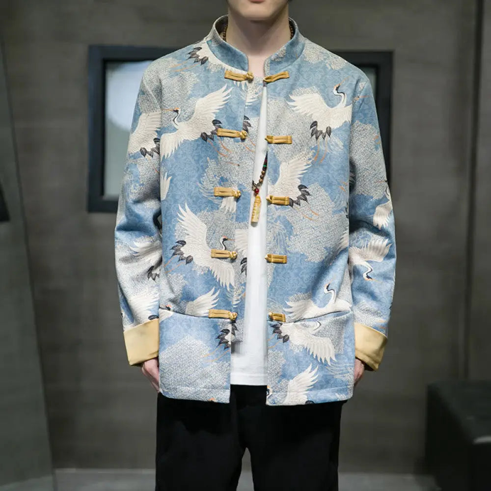 BWOOOH Chinese New Year Clothes White Crane Gold Frog-but