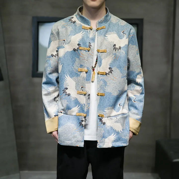 BWOOOH Chinese New Year Clothes White Crane Gold Frog-but