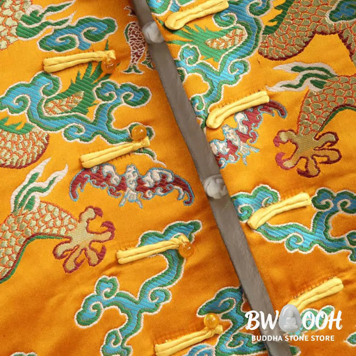 Buddha Stones Chinese New Year Dragon Embroidery Auspicious Clouds Frog-button Tang Suit Men’s Jacket Shirt - Men’s