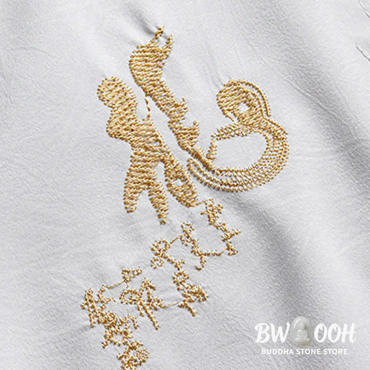Buddha Stones Chinese New Year Embroidered Dragon Frog-button Tang Suit Hanfu Traditional Uniform Long Sleeve Top Pants